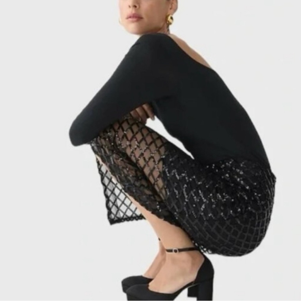 J. Crew Black Sequin Pencil Skirt